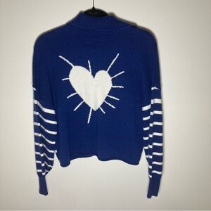 Kerri Rosenthal Radiant Heart Sweater in Blue and White Stripes | Anthropologie